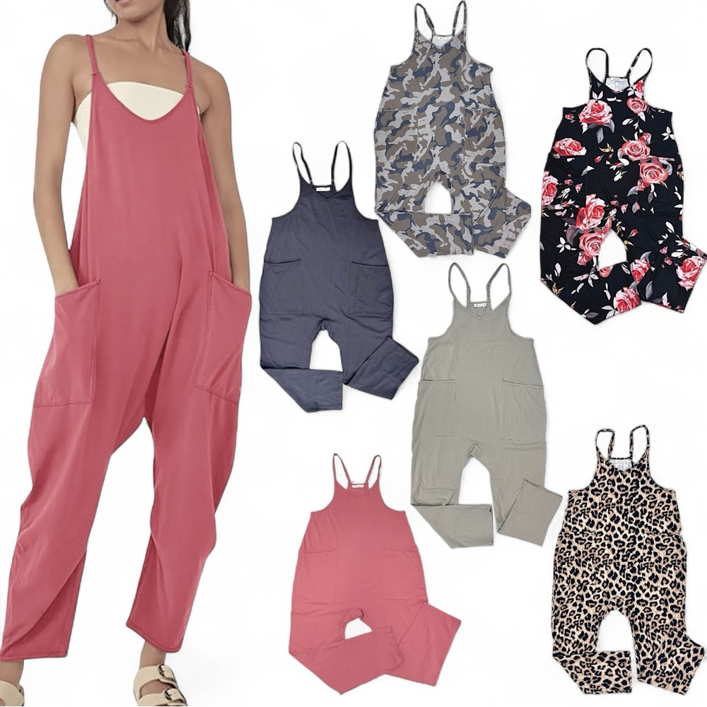 Casual V-Neck Sleeveless Harem Overall Jumpsuit - Picture 13 of 16